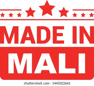 Made in Mali collection of ribbon, label, stickers, badge, icon and page curl with Mali  flag symbol. Vector illustration isolated on white background.  Stamp with Made in Mali  text.