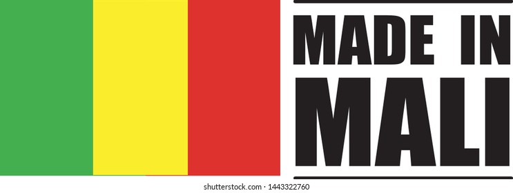 Made in Mali collection of ribbon, label, stickers, badge, icon and page curl with Mali  flag symbol. Vector illustration isolated on white background.  Stamp with Made in Mali  text.