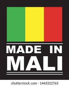 Made in Mali collection of ribbon, label, stickers, badge, icon and page curl with Mali  flag symbol. Vector illustration isolated on white background.  Stamp with Made in Mali  text.