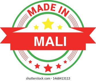 Made in Mali collection of ribbon, label, stickers, badge, icon and page curl with Mali  flag symbol. Vector illustration isolated on white background.  Stamp with Made in Mali  text.