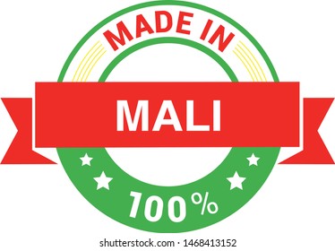 Made in Mali collection of ribbon, label, stickers, badge, icon and page curl with Mali  flag symbol. Vector illustration isolated on white background.  Stamp with Made in Mali  text.