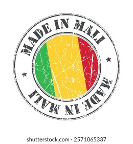 Made in Mali stamp scratched flag badge logo vector illustration