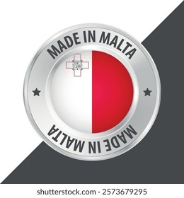 Made in Malta badge logo flag sticker 3d vector illustration isolated on white