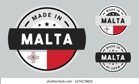 Made in Malta collection for label, stickers, badge or icon with Malta flag symbol. 