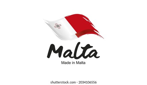 Hecho en Malta Bandera manuscrita tipografía tipografía etiqueta del logotipo