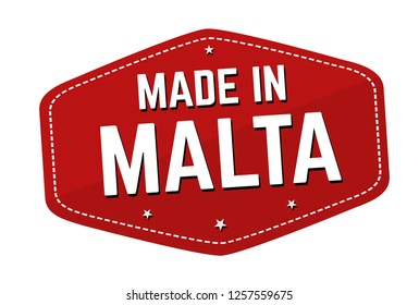 Made in Malta label or sticker on white background, vector illustration