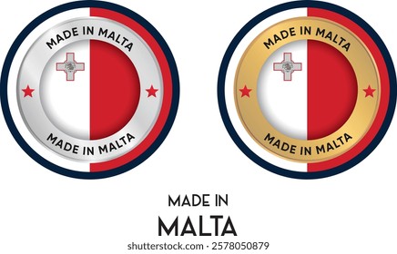 Made in Malta. Premium labels, stickers, pointer, badge and symbol of Malta flag icon. Collection vector illustration