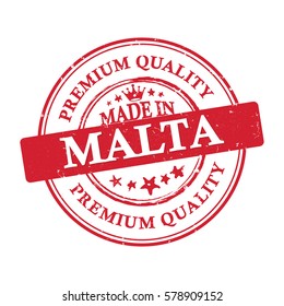Made in Malta, Premium Quality grunge printable label / stamp / sticker. CMYK colors used.