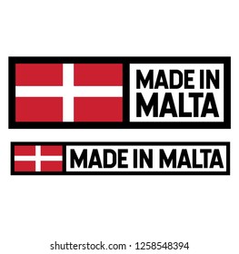 Made in Malta product label isolated on white background.