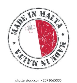 Made in Malta stamp scratched flag badge logo vector illustration