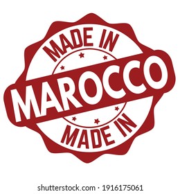 Made in Marocco label or stamp on white background, vector illustration