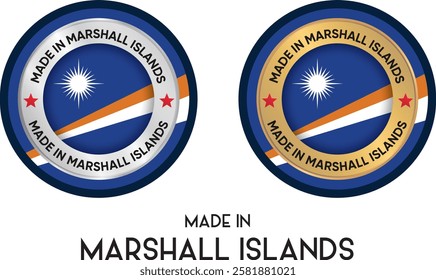 Made in Marshall Islands. Premium labels, stickers, pointer, badge and symbol of Marshall Islands flag icon. Collection vector illustration