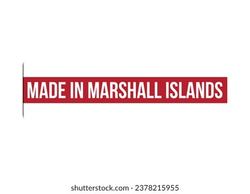 Hecho en las Islas Marshall, ilustración de la pancarta roja vectorial aislada en fondo blanco