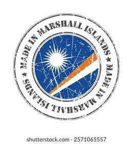 Made in Marshall Islands stamp scratched flag badge logo vector illustration