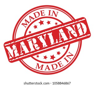 Made in Maryland red rubber stamp illustration vector on white background