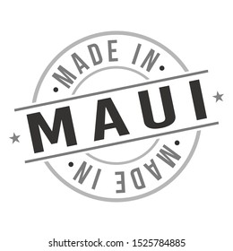 Made In Maui Stamp. Hawaii Icon Symbol Design. Badge Vector Retro Label.