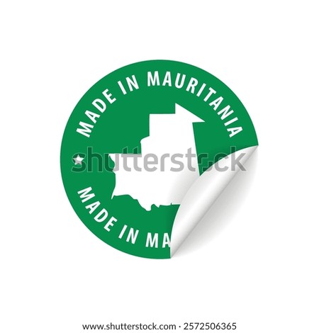 Made in Mauritania - Country Map Sticker. Best Quality. Original Product. Vector illustration.