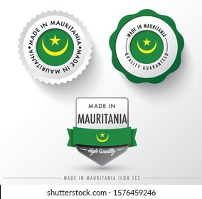 Made in Mauritania icon set isolated on white background ,for infographics and banner templates : Vector Illustration