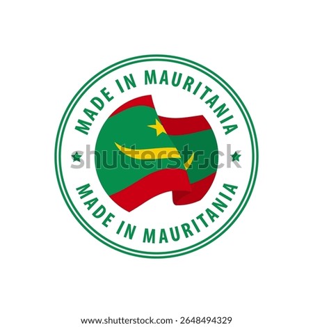 Made in Mauritania stamp, sticker. Vector illustration.