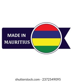 Made In Mauritius. Flag, banner icon, design, sticker