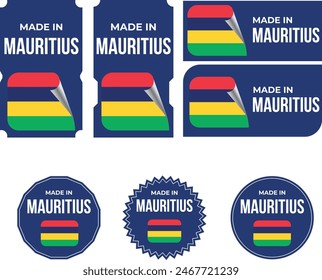 Made in Mauritius. Mauritius flag, Tag, Seal, Stamp, Flag, Icon vector