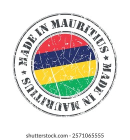 Made in Mauritius stamp scratched flag badge logo vector illustration