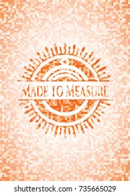 Made to Measure abstract emblem, orange mosaic background