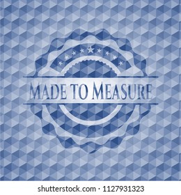 Made to Measure blue polygonal emblem.