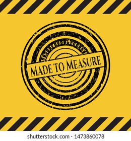 Made to Measure inside warning sign, black grunge emblem. Vector Illustration. Detailed.