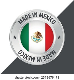 Made in Mexico badge logo flag sticker 3d vector illustration isolated on white