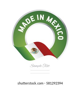 Made in Mexico flag green color label button logo icon banner