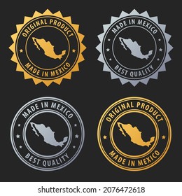 Made in Mexiko - Gold und Silber Stempel Set. Beste Qualität. Originalprodukt. Vektorgrafik