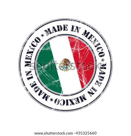Made in Mexico grunge rubber stamp with flag