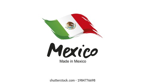 Made in Mexico handwritten flag ribbon typography lettering logo label banner