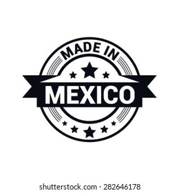 Made in Mexico - Round black rubber stamp design isolated on white background. vector illustration vintage texture. Vector illustration