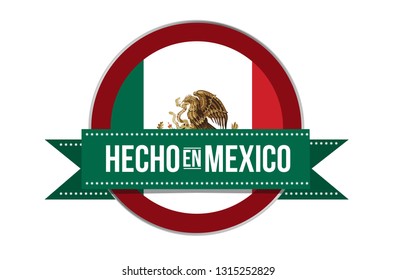 Made in Mexico seal in spanish illustration isolated over a white background