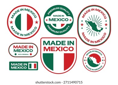 Hecho en México texto pegatinas, emblemas, insignias y logotipos colección para el producto.
