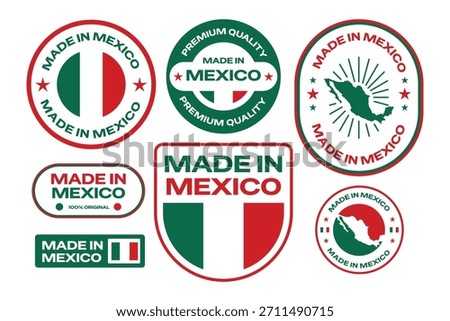 Made in mexico text stickers, emblems, badges, and logos collection for product.