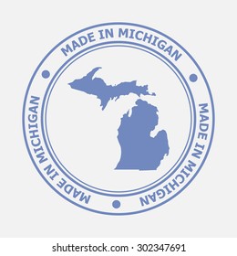 Made in Michigan seal. Sign of production. Vector illustration EPS8