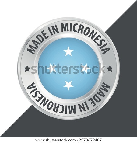 Made in Micronesia badge logo flag sticker 3d vector illustration isolated on white