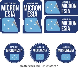 Made in Micronesia. Micronesia flag, Tag, Seal, Stamp, Flag, Icon vector