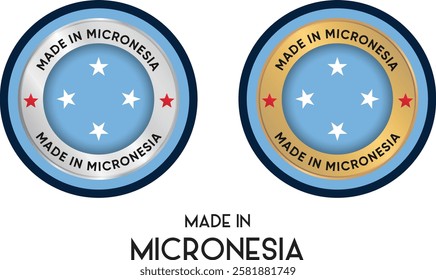 Made in Micronesia. Premium labels, stickers, pointer, badge and symbol of Micronesia flag icon. Collection vector illustration