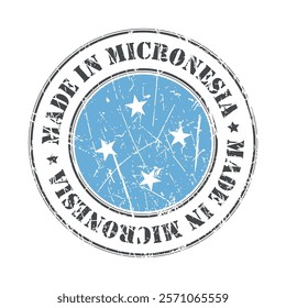 Made in Micronesia stamp scratched flag badge logo vector illustration