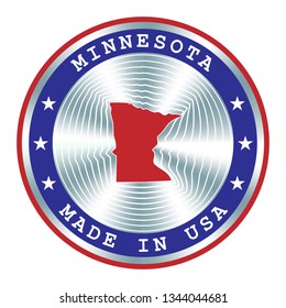 Made in Minnesota seal or stamp. Round hologram sign for label design and national marketing.