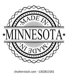 Made In Minnesota Stamp Logo Icon Symbol Design Certificated Round