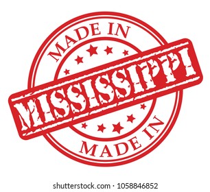 Made in Mississippi red rubber stamp illustration vector on white background