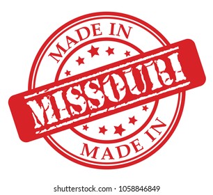 Made in Missouri red rubber stamp illustration vector on white background