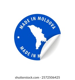 Made in Moldova - Country Map Sticker. Best Quality. Original Product. Vector illustration.