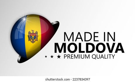 Hecho en Moldavia gráfico y etiqueta. Elemento de impacto para el uso que desea hacer de él.