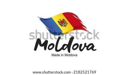 Made in Moldova new handwritten flag ribbon typography lettering logo label banner